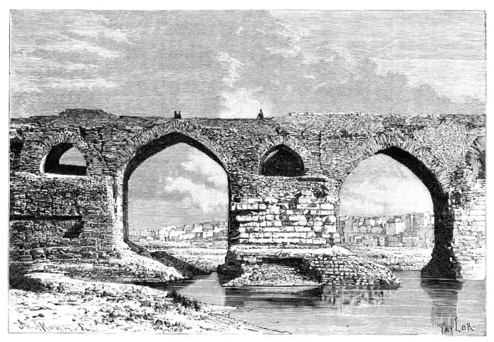 Framed Print : The Bridge of Dezful, Iran, 1895. Artist: Armand Kohl Framed Print : The Bridge of Dezful, Iran, 1895. Artist: Armand Kohl