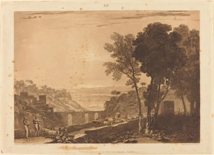 Framed Print : The Bridge and Goats, published 1812. Creator: JMW Turner Framed Print : The Bridge and Goats, published 1812. Creator: JMW Turner