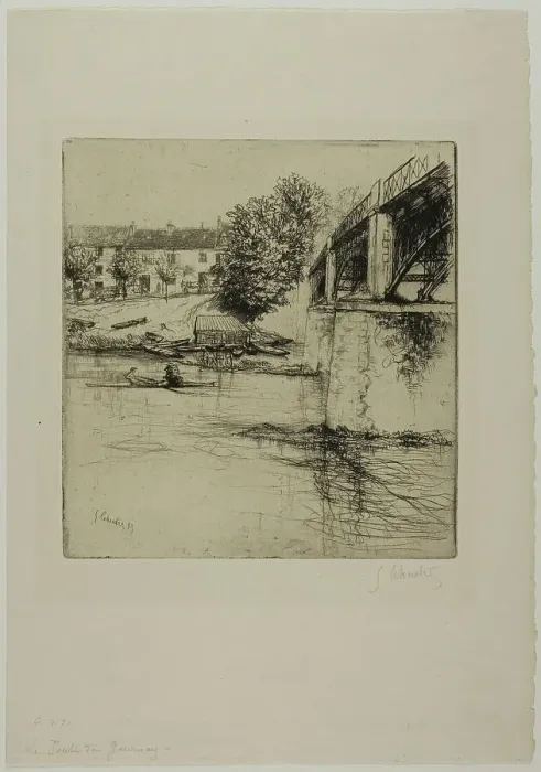 Framed Print : The Bridge at Gournay, from the Side, 1895. Creator: Gustave Leheutre Framed Print : The Bridge at Gournay, from the Side, 1895. Creator: Gustave Leheutre