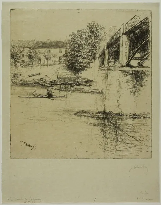 Framed Print : The Bridge at Gournay, from the Side, 1895. Creator: Gustave Leheutre Framed Print : The Bridge at Gournay, from the Side, 1895. Creator: Gustave Leheutre