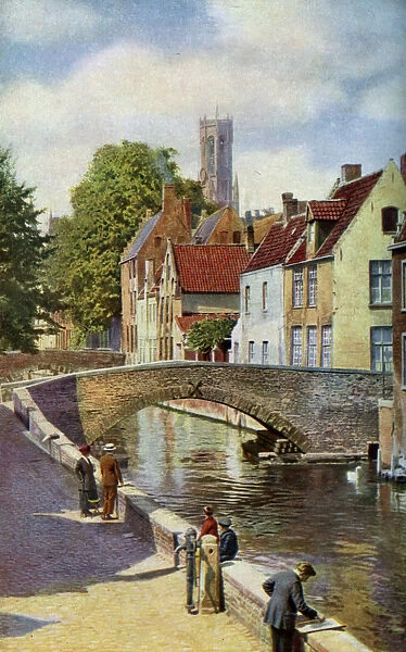Bridge and Green Quay, Bruges, Belgium, c1924. Artist: Horace W Nicholls