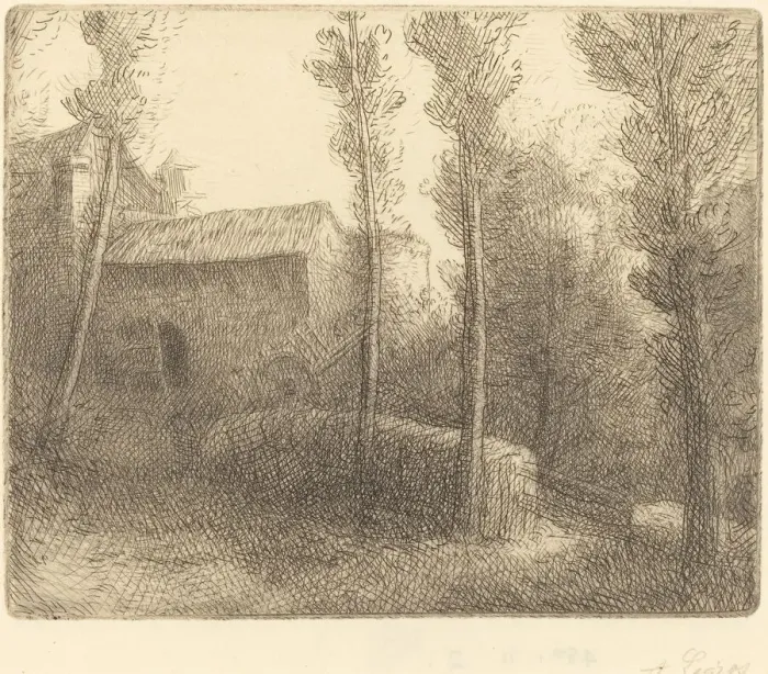 Framed Print : Bridge at the Mill (Le pont du moulin). Creator: Alphonse Legros Framed Print : Bridge at the Mill (Le pont du moulin). Creator: Alphonse Legros