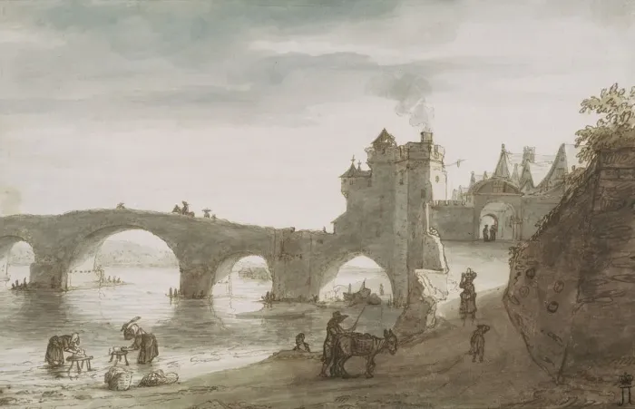 Framed Print : Bridge Across the Loire at Amboise, 1640s. Artist: Doomer, Lambert Harmensz (1624-1700) Framed Print : Bridge Across the Loire at Amboise, 1640s. Artist: Doomer, Lambert Harmensz (1624-1700)
