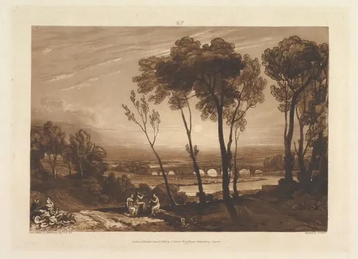 Framed Print : The Bridge in Middle Distance (Liber Studiorum, part III, plate 13), June 10, 1808 Framed Print : The Bridge in Middle Distance (Liber Studiorum, part III, plate 13), June 10, 1808