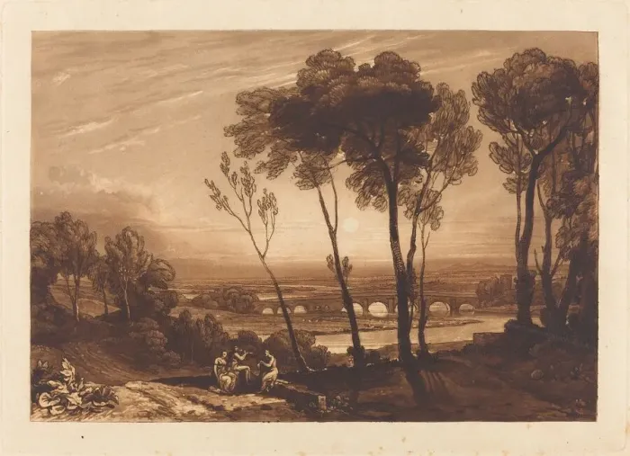Framed Print : The Bridge in Middle Distance, published 1808. Creator: JMW Turner Framed Print : The Bridge in Middle Distance, published 1808. Creator: JMW Turner