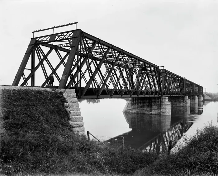 Framed Print : Bridge near Nelson, Rock River, Ill. ca 1898. Creator: Unknown Framed Print : Bridge near Nelson, Rock River, Ill. ca 1898. Creator: Unknown