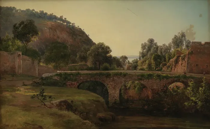 Framed Print : A Bridge near Sorrento, 1847-1850. Creator: Thorald Brendstrup Framed Print : A Bridge near Sorrento, 1847-1850. Creator: Thorald Brendstrup