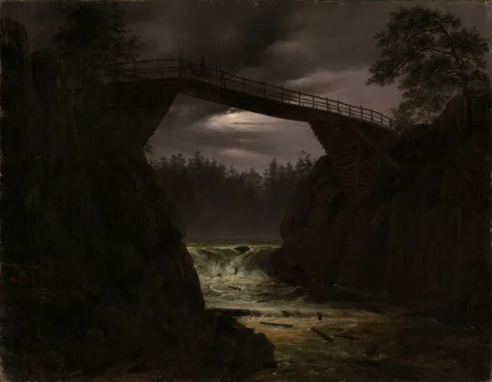 Framed Print : The Bridge outside Arendal. Artist: Fearnley, Thomas (1802-1842)