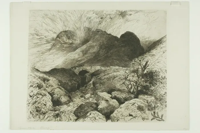 Framed Print : Bridge in the Pass of Glencoe, Scotland, 1888. Creator: Thomas Moran Framed Print : Bridge in the Pass of Glencoe, Scotland, 1888. Creator: Thomas Moran