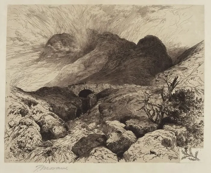 Framed Print : Bridge in the Pass of Glencoe?Scotland, 1882. Creator: Thomas Moran Framed Print : Bridge in the Pass of Glencoe?Scotland, 1882. Creator: Thomas Moran
