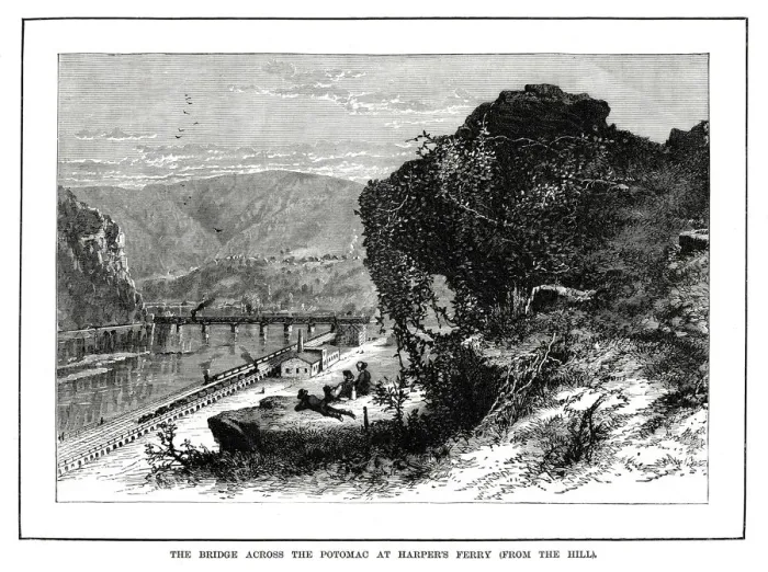 Framed Print : The Bridge across the Potomac at Harpers Ferry, West Virginia, USA, 1877 Framed Print : The Bridge across the Potomac at Harpers Ferry, West Virginia, USA, 1877