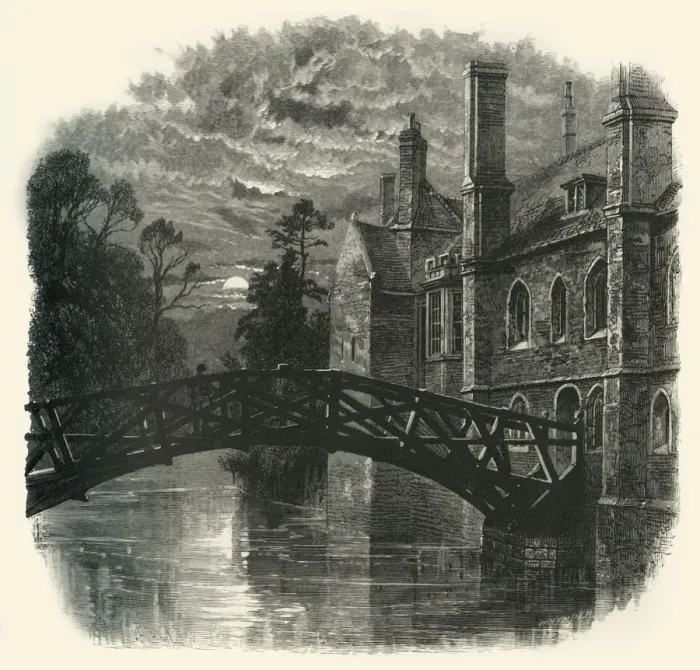 Framed Print : Bridge at Queens College, c1870 Framed Print : Bridge at Queens College, c1870