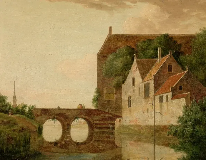 Framed Print : Bridge over a River, c1660-1710. Creator: Jan van der Heyden