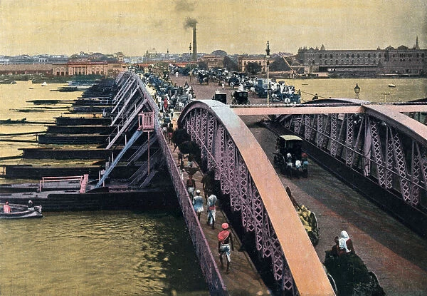 Bridge over the River Hooghly, Calcutta, India, c1880-1890