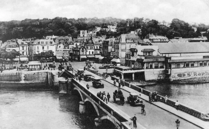 Framed Print : The bridge on the River Touques, Trouville, France, c1920s Framed Print : The bridge on the River Touques, Trouville, France, c1920s