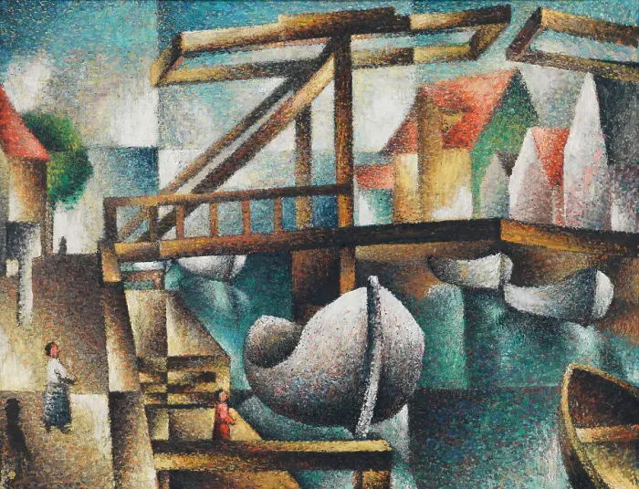 Framed Print : The bridge in Rügenwaldermuende, 1925. Creator: Segal, Arthur (1875-1944) Framed Print : The bridge in Rügenwaldermuende, 1925. Creator: Segal, Arthur (1875-1944)