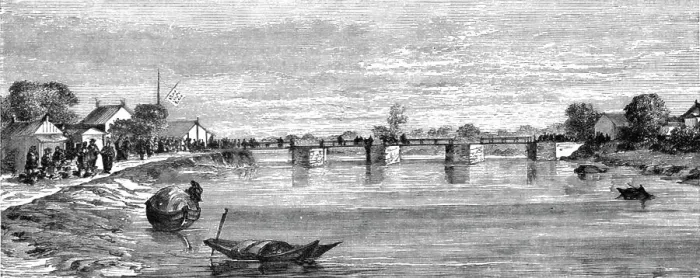 Framed Print : Bridge at Soo-chow; A Cruise to Soo-chow, 1875. Creator: Lindley, Augustus Frederick Framed Print : Bridge at Soo-chow; A Cruise to Soo-chow, 1875. Creator: Lindley, Augustus Frederick