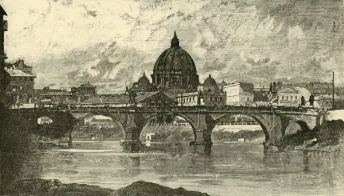 Framed Print : Bridge of St. Angelo, Rome, 1890. Creator: Unknown Framed Print : Bridge of St. Angelo, Rome, 1890. Creator: Unknown