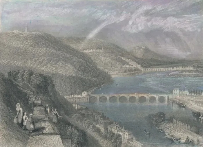 Framed Print : Bridge of St. Cloud from Sevres, 1835. Artist:s Fisher Framed Print : Bridge of St. Cloud from Sevres, 1835. Artist:s Fisher