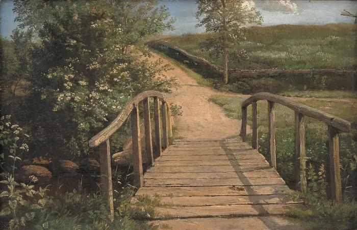 Framed Print : Bridge over a Stream in Assens, Funen, 1842. Creator: Dankvart Dreyer Framed Print : Bridge over a Stream in Assens, Funen, 1842. Creator: Dankvart Dreyer