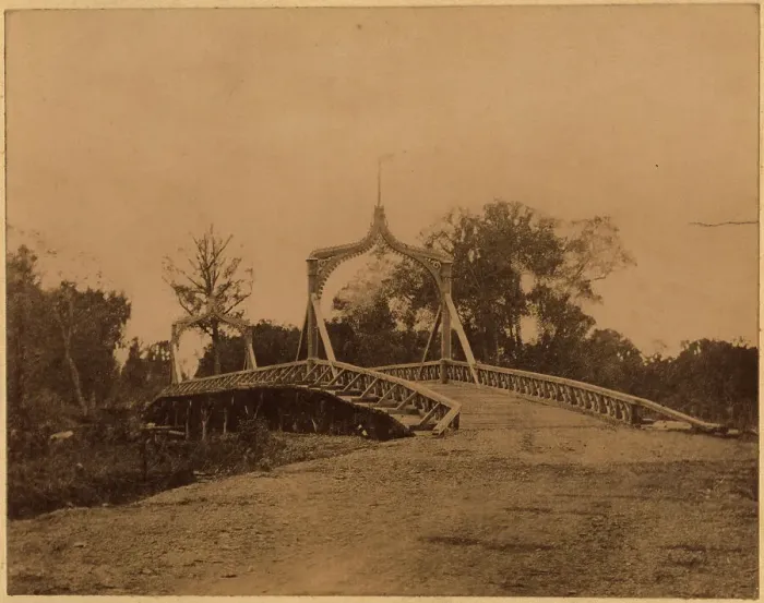 Framed Print : A Bridge over the Tym River near the Settlement of Rykovsk, 1880-1899. Creator: Innokenty Ignatievich Pavlovsky Framed Print : A Bridge over the Tym River near the Settlement of Rykovsk, 1880-1899. Creator: Innokenty Ignatievich Pavlovsky