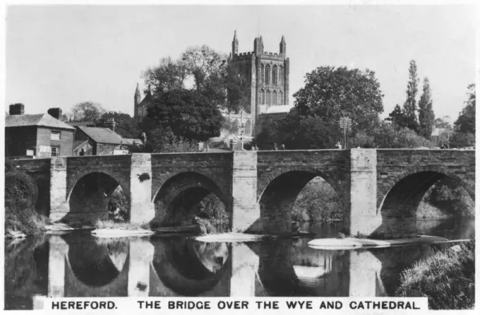 Framed Print : The bridge over the Wye and cathedral, Hereford, 1936 Framed Print : The bridge over the Wye and cathedral, Hereford, 1936