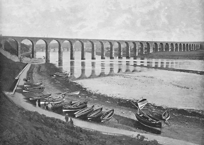 Framed Print : The Bridges, Berwick-Upon-Tweed, c1896. Artist: Poulton & Co Framed Print : The Bridges, Berwick-Upon-Tweed, c1896. Artist: Poulton & Co