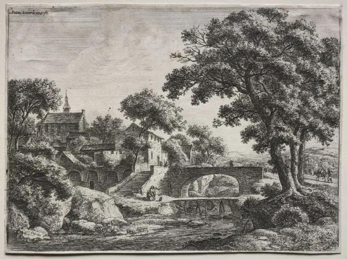 Framed Print : The Two Bridges. Creator: Anthonie Waterloo (Dutch, 1609 / 10-1690) Framed Print : The Two Bridges. Creator: Anthonie Waterloo (Dutch, 1609 / 10-1690)