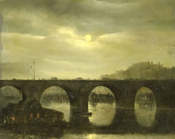 Framed Print : One of the Bridges over the Seine, Paris, in the Moonlight, 1835. Creator: Antonie Waldorp Framed Print : One of the Bridges over the Seine, Paris, in the Moonlight, 1835. Creator: Antonie Waldorp