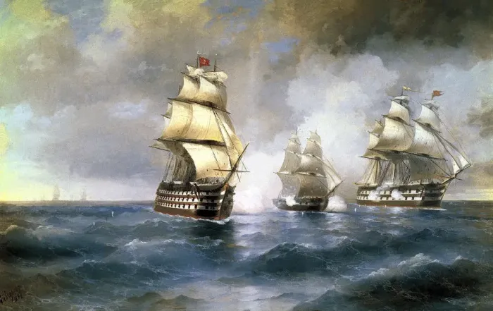 Framed Print : Brig Mercury Attacked by Two Turkish Ships on May 14th, 1829, 1892 Framed Print : Brig Mercury Attacked by Two Turkish Ships on May 14th, 1829, 1892