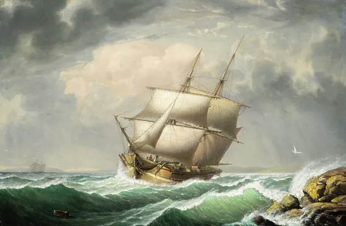 Framed Print : Brig Off the Maine Coast (image 1 of 2), 1851. Creator: Fitz Hugh Lane Framed Print : Brig Off the Maine Coast (image 1 of 2), 1851. Creator: Fitz Hugh Lane