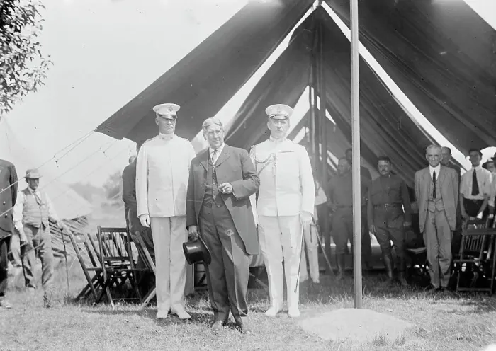 Framed Print : Brigadier General Hunter Liggett, Sec. of War - Garrison, Gen Wood, 1913. Creator: Bain News Service Framed Print : Brigadier General Hunter Liggett, Sec. of War - Garrison, Gen Wood, 1913. Creator: Bain News Service