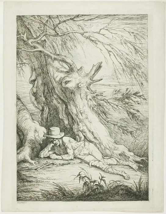 Framed Print : Brigand Lying Under a Tree, c.1785. Creator: Raphael Lamar West Framed Print : Brigand Lying Under a Tree, c.1785. Creator: Raphael Lamar West