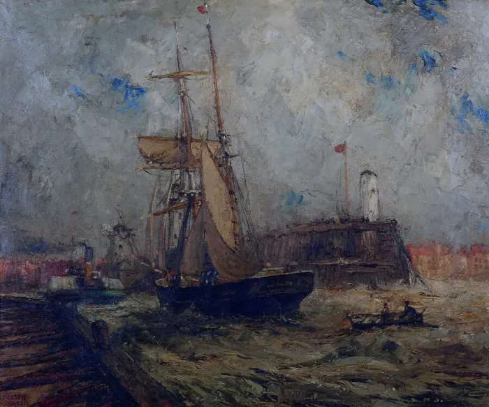 Framed Print : Brigantine going into Littlehampton Harbour, (c1900s) Creator: Nelson Ethelred Dawson Framed Print : Brigantine going into Littlehampton Harbour, (c1900s) Creator: Nelson Ethelred Dawson