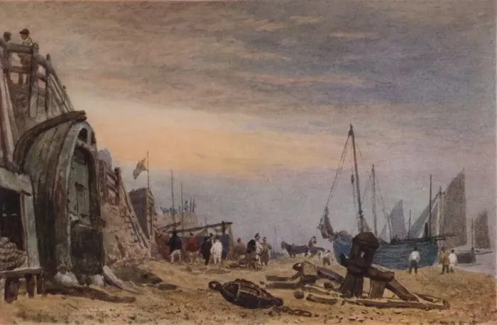 Framed Print : Brighton Beach, Haze clearing off, c1820. Artist: Frederick Nash Framed Print : Brighton Beach, Haze clearing off, c1820. Artist: Frederick Nash