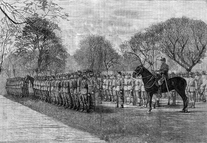 Framed Print : The Brighton Volunteer Review: Middlesex Corps in Steyne Gardens, 1881. Creator: Unknown Framed Print : The Brighton Volunteer Review: Middlesex Corps in Steyne Gardens, 1881. Creator: Unknown