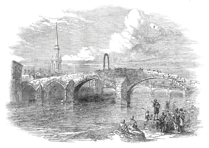 Framed Print : The Brigs of Ayr, 1844. Creator: W. J. Linton Framed Print : The Brigs of Ayr, 1844. Creator: W. J. Linton
