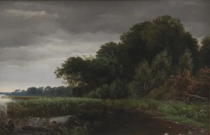 Framed Print : Brigthening Weather after a Shower at Gurre Lake, 1844. Creator: Peter Christian Thamsen Skovgaard Framed Print : Brigthening Weather after a Shower at Gurre Lake, 1844. Creator: Peter Christian Thamsen Skovgaard