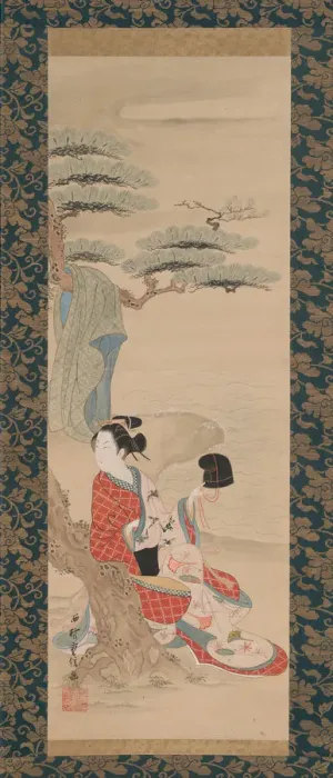 Framed Print : The Brine Maiden Matsukaze, early 18th century. Creator: Nishimura Shigenobu Framed Print : The Brine Maiden Matsukaze, early 18th century. Creator: Nishimura Shigenobu