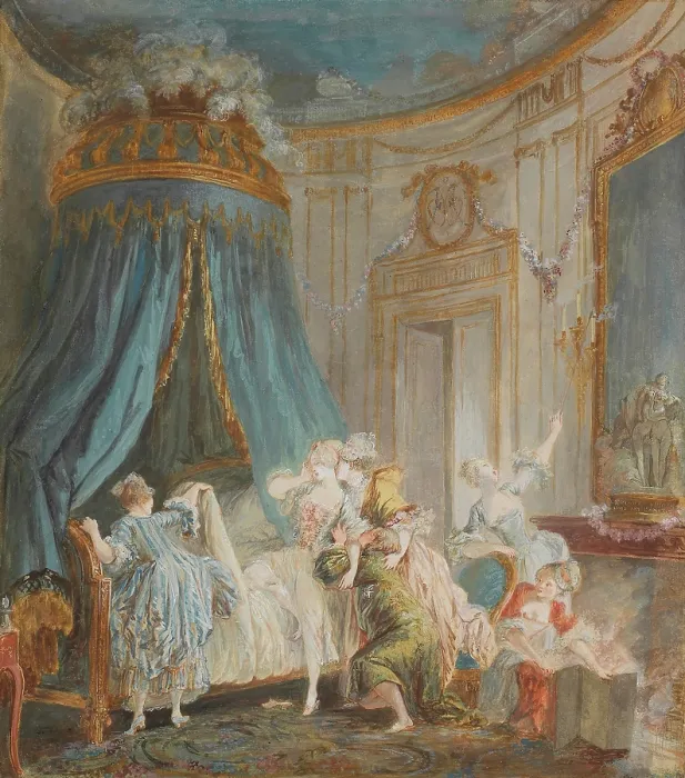 Framed Print : Bringing the Bride to Bed, 1767. Creator: Baudouin, Pierre Antoine (1723-1769) Framed Print : Bringing the Bride to Bed, 1767. Creator: Baudouin, Pierre Antoine (1723-1769)