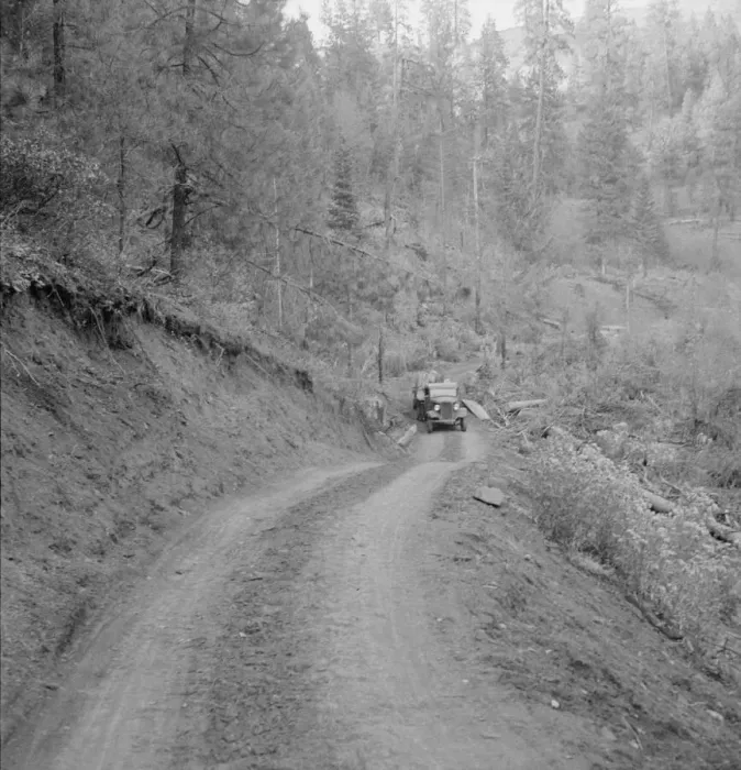 Framed Print : Bringing in load of logs late in the afternoon from the woods... Gem County, Idaho, 1939. Creator: Dorothea Lange
