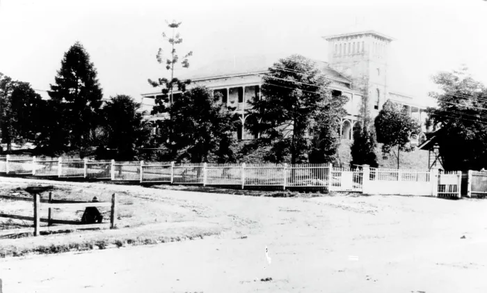 Framed Print : Brisbane General Hospital as seen from Bowen Bridge Road in Herston, c1879. Creator: Unknown Framed Print : Brisbane General Hospital as seen from Bowen Bridge Road in Herston, c1879. Creator: Unknown