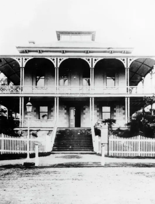 Framed Print : Brisbane School of Arts, Ann Street, Brisbane, 1879. Creator: Unknown Framed Print : Brisbane School of Arts, Ann Street, Brisbane, 1879. Creator: Unknown
