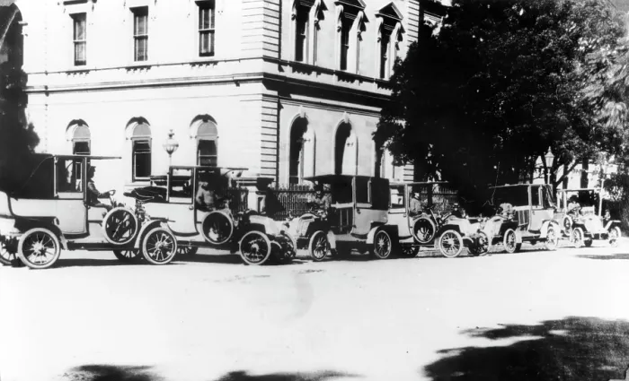 Framed Print : Brisbane's First Taxis, 1908. Creator: Unknown. Brisbane's First Taxis, 1908. Creator: Unknown Framed Print : Brisbane's First Taxis, 1908. Creator: Unknown. Brisbane's First Taxis, 1908. Creator: Unknown