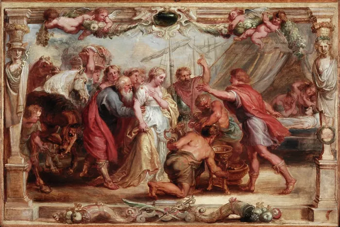Framed Print : Briseis Given Back to Achilles, between 1630 and 1631. Creator: Peter Paul Rubens Framed Print : Briseis Given Back to Achilles, between 1630 and 1631. Creator: Peter Paul Rubens