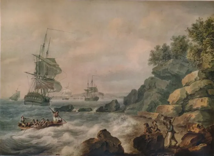 Framed Print : In the Bristol Channel, 1787. Artist: Nicholas Pocock Framed Print : In the Bristol Channel, 1787. Artist: Nicholas Pocock