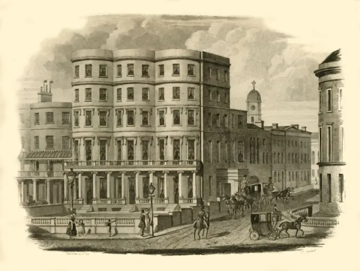 Framed Print : Bristol Hotel, Marine Parade, Brighton, 1835. Creator: Silvester & Co Framed Print : Bristol Hotel, Marine Parade, Brighton, 1835. Creator: Silvester & Co