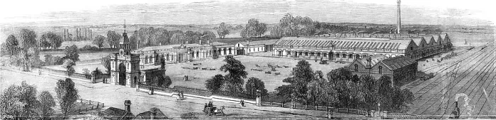 Framed Print : The Britannia Ironworks at Bedford, 1860. Creator: Unknown Framed Print : The Britannia Ironworks at Bedford, 1860. Creator: Unknown