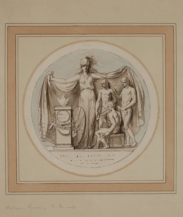 Framed Print : Britannia Protecting the Fine Arts, c1770s. Creator: Benjamin West Framed Print : Britannia Protecting the Fine Arts, c1770s. Creator: Benjamin West