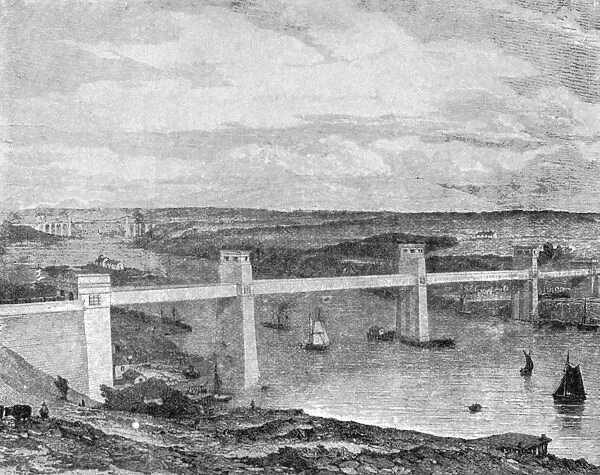 The Britannia Tubular Bridge across the Menai Strait, 1850... (1901). Creator: Unknown